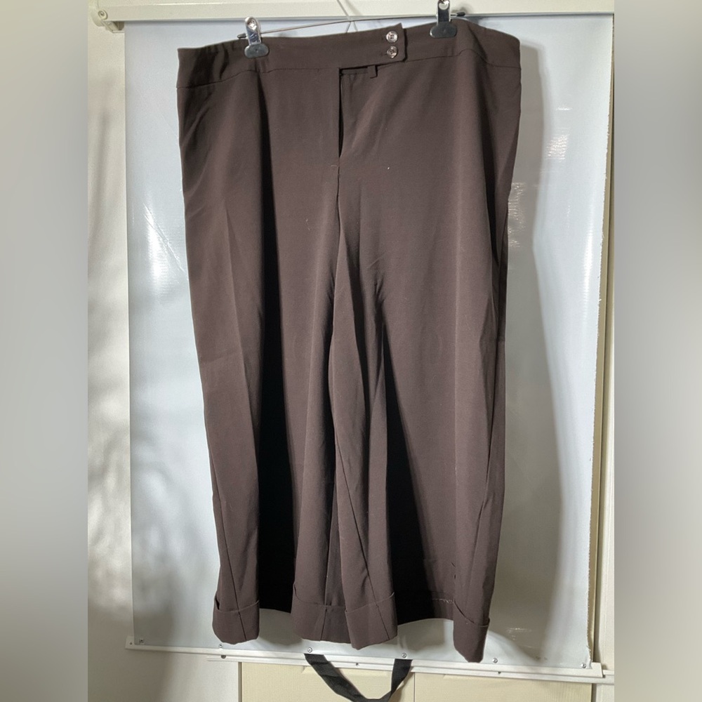 Plus Size Capri Pants - Brown Buttons